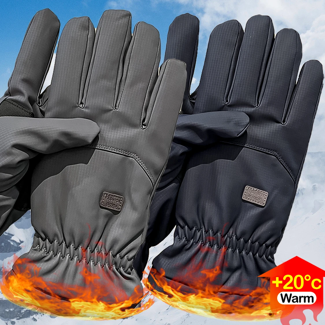 

Winter Outdoor Riding Plus Velvet Warm Cotton Gloves for Men and Women Windproof Sports Touch-screen Non-slip Five Finger Gloves