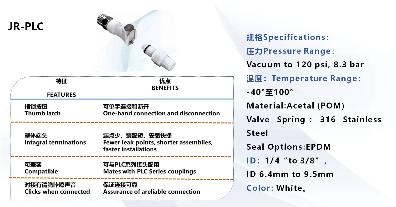 Imagem -04 - Acoplador Conector Rápido Cpc Jr-pl-plcd42004 Plcd42005 Plcd42006 Pcs