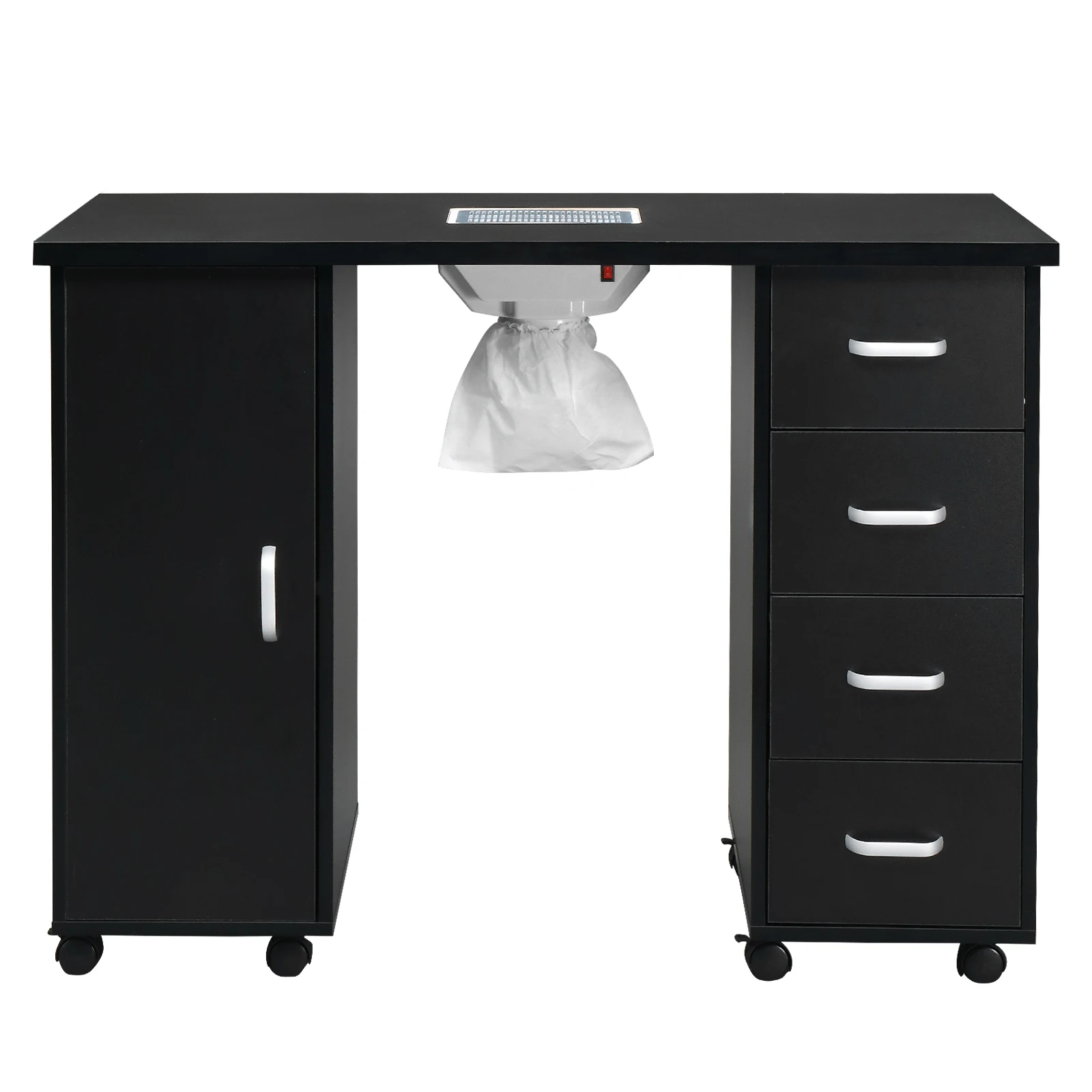 MDF Single Door 4 Drawers With Fan Black Nail Table