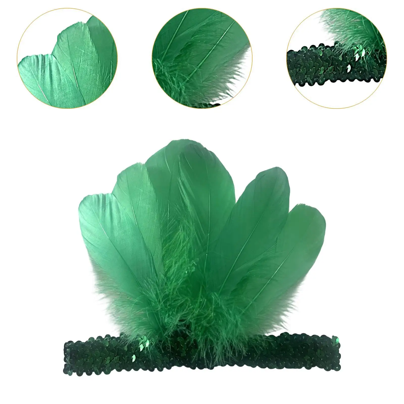 Bandeau en plumes, accessoires de Costume élégants, couvre-chef en plumes à paillettes pour spectacle sur scène, carnaval, Halloween, jeu de rôle, Cosplay
