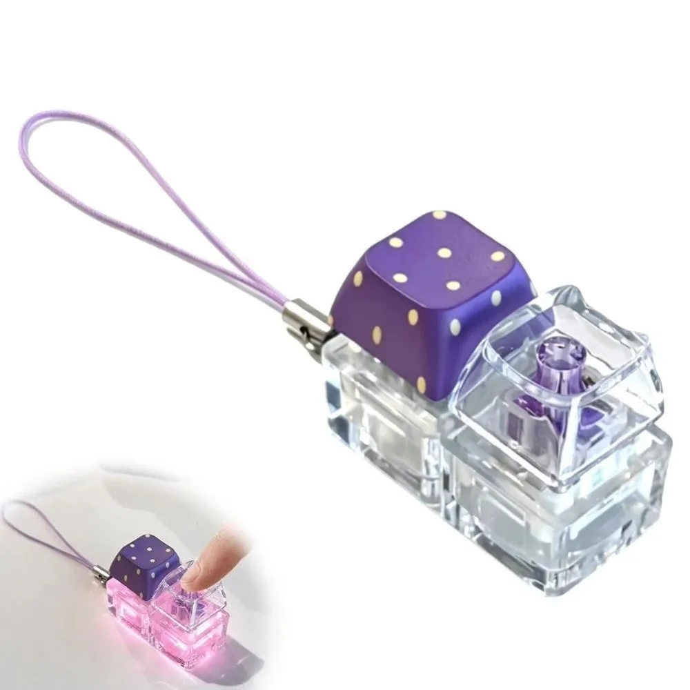 Dot Keycap Fidget Keychain Push Button Light Up Mechanical Keyboard Keycaps Keyring Mini 2-Key Finger Button Press Keychain