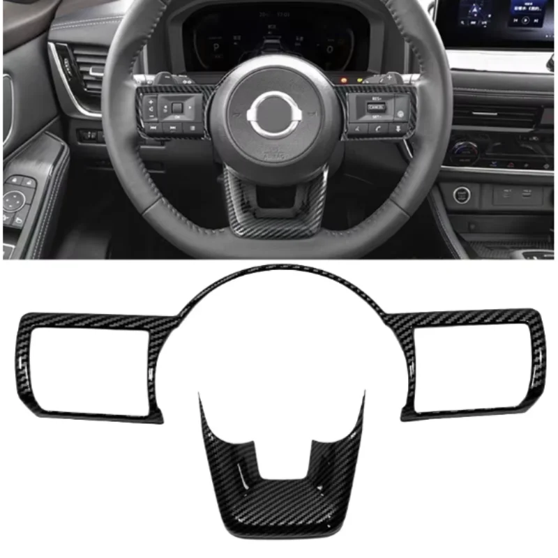 For Nissan X-Trail T33 Qashqai J12 Rogue 2021-2023 ABS Car Steering Wheel Buttons Frame Cover Trim Sticker Auto Accessories