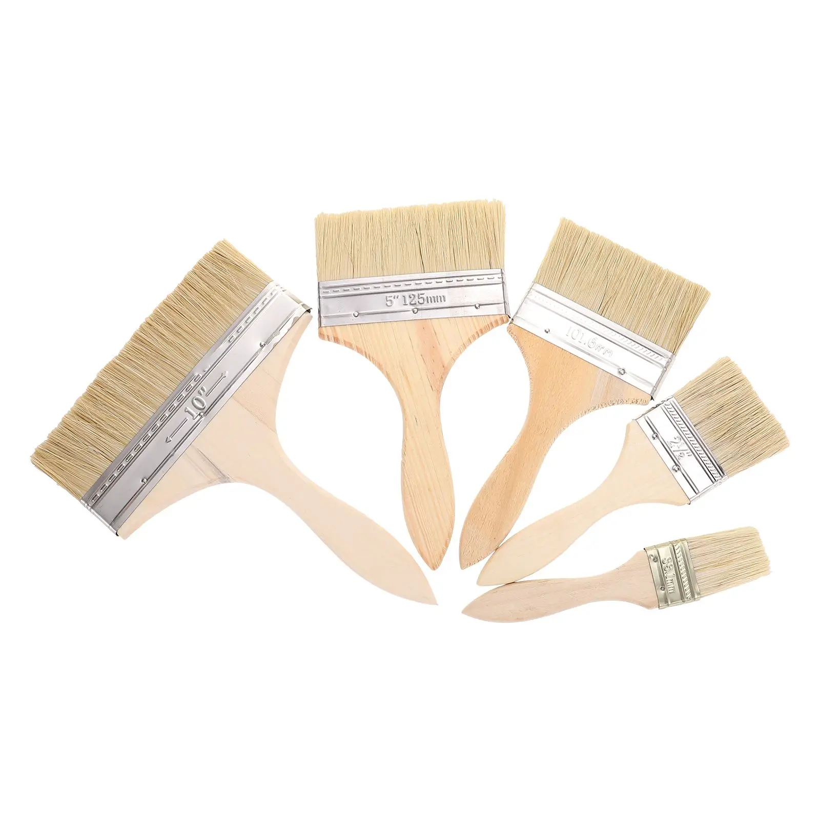 

5pcs Thickened Brush Set Durable Wood Handle Paint Brushes for Furniture Watercolor Oil Painting Craft Projects