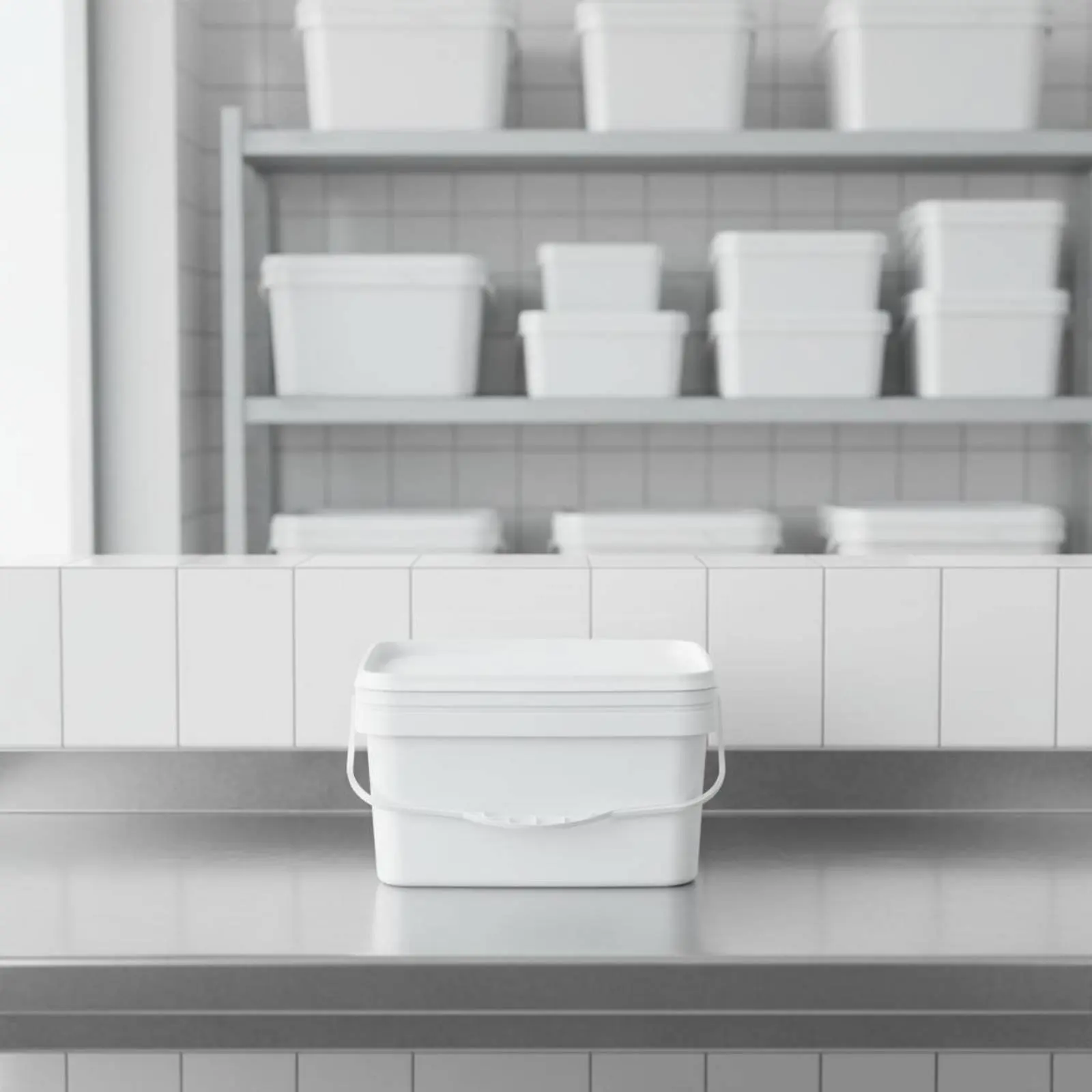 Square Plastic Pail Large Capacity Stackable Plastic Container Rectangular Pail with Lid Chemical Resistant