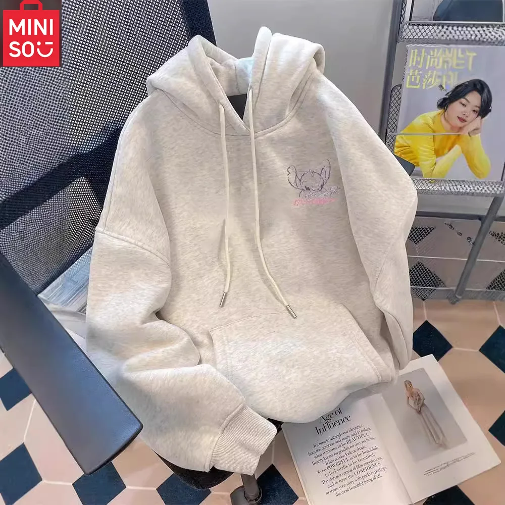 MINISO جديد حسن المظهر غرزة مقنعين سترة الصوف سميكة فضفاضة كسول الرياح الخريف والشتاء للجنسين