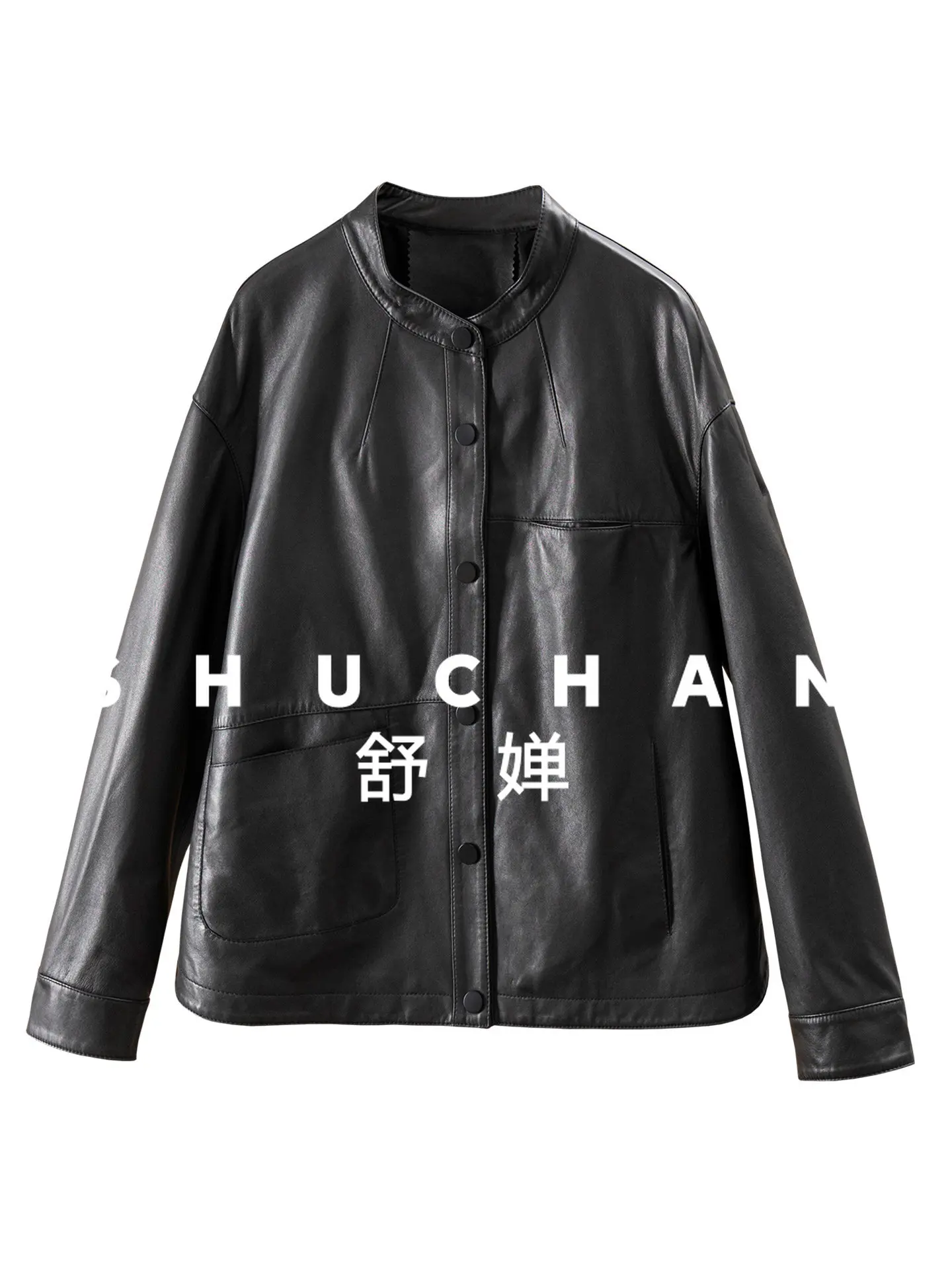 

Стильная женская кожаная куртка из овчины растительного дубления с легким покрытием и воротником-стойкой 31K5