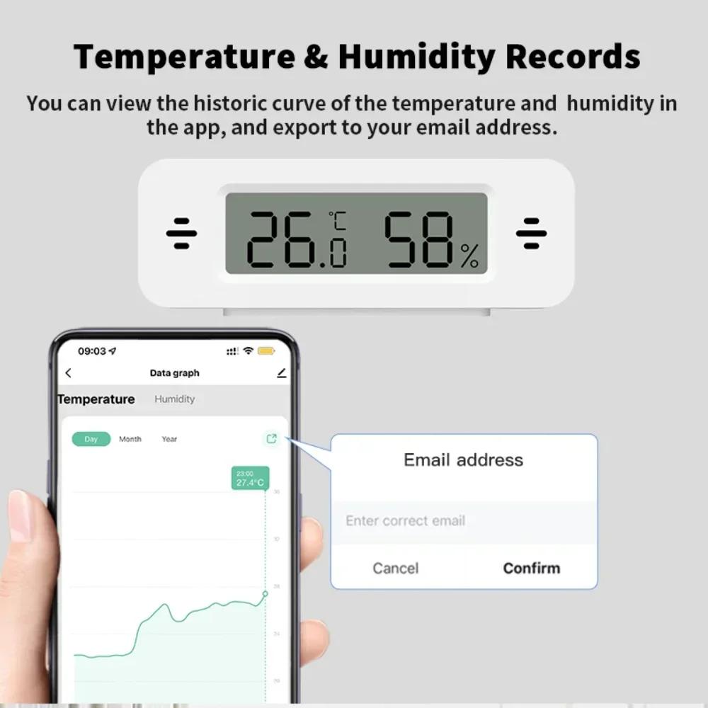 Tuya WiFi Mini Temperature Humidity For Smart Home Thermometer Hygrometer APP Remote Alarm Work with Google Home Yandex Alexa