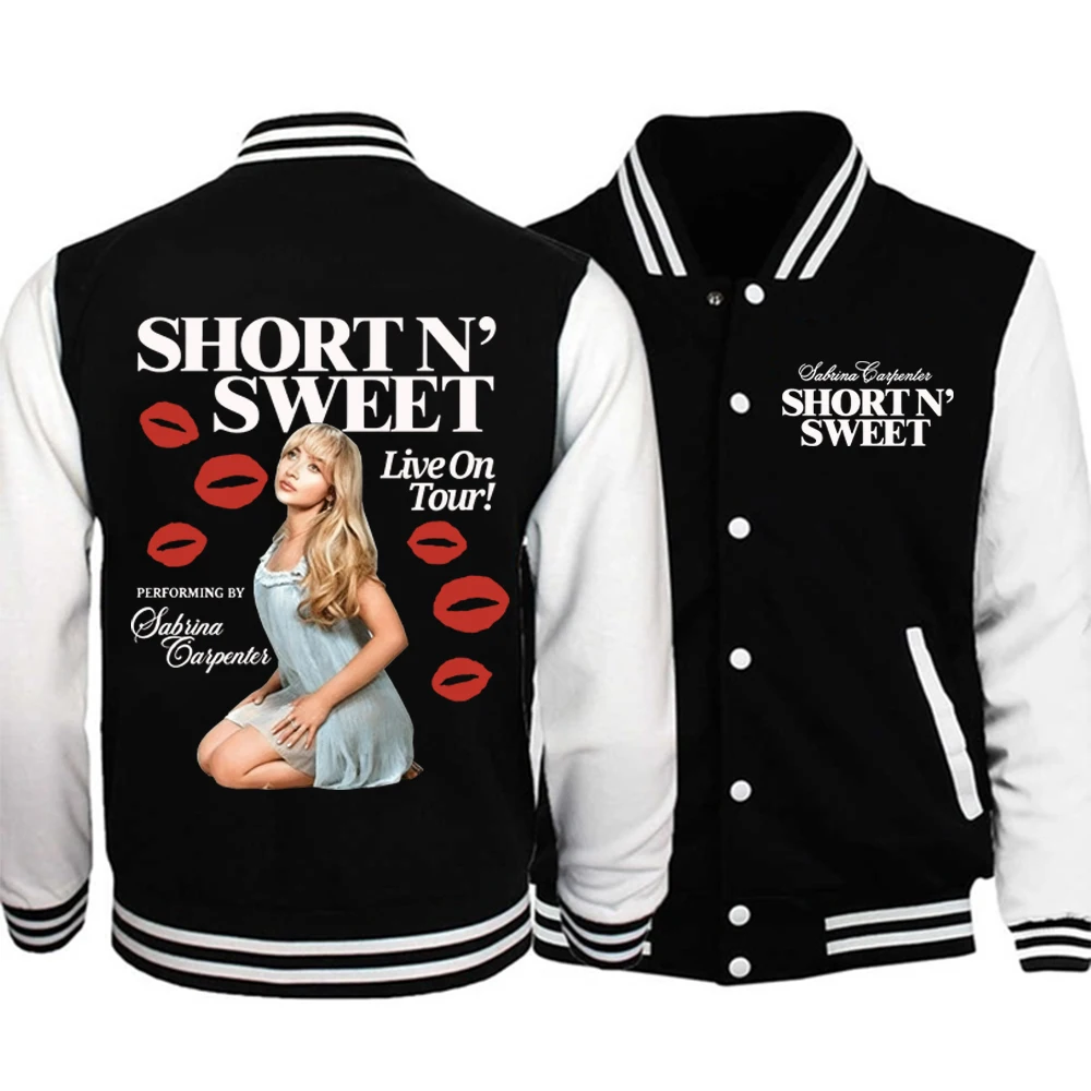 Sabrina Carpenter World Tour 2025 Baseball Uniform Hoodie Jacket Harajuku Long Sleeve Sweatshirt Fan Gift