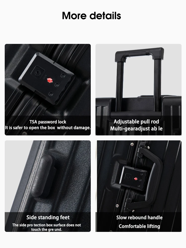 Durable PC Material Carry-On Suitcase 20 24 26 28 30 Inch with Spinner Wheels Large Capacity Rolling Travel Luggage