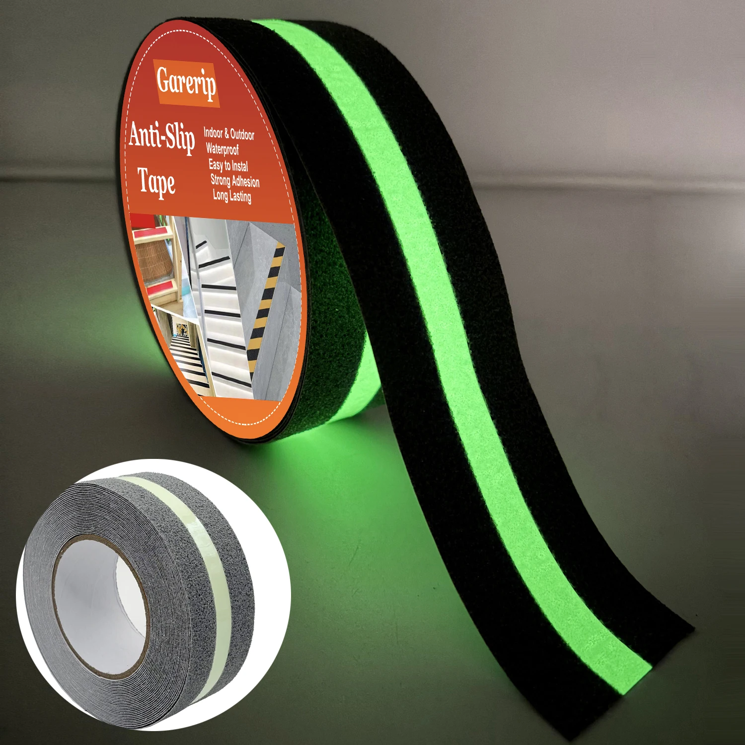 Gray Luminous Non-Slip Traction Tape, 5cm X 10.6m, Suitable for Indoor or Outdoor Stairs, Bathrooms, Fluorescent Non-Slip Tape for Boats, Provides the Best Grip, Friction, Stair Steps, and Tread Abrasion Tape