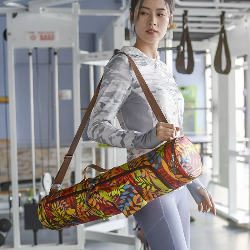 Large Capacity Printed Yoga Mat Storage Bag, Fitness Exercise Pilates Thick Storage Bag, Convenient Outdoor Sports Backpack