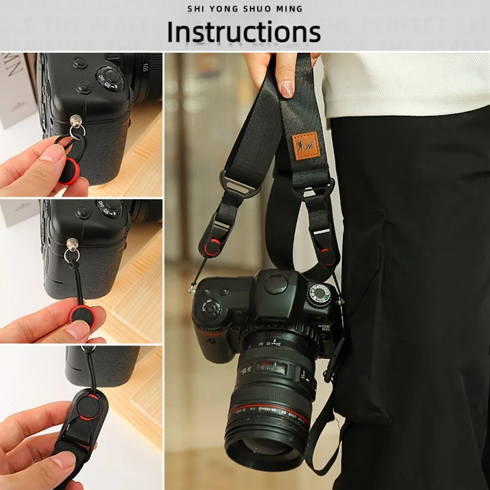 Camera Strap Adjustable Shoulder Neck Belt Quick Release Sling for Canon EOS R50 R5 90D R10 RP R6 Mark II Nikon Z 30 FC Z5 Z6II