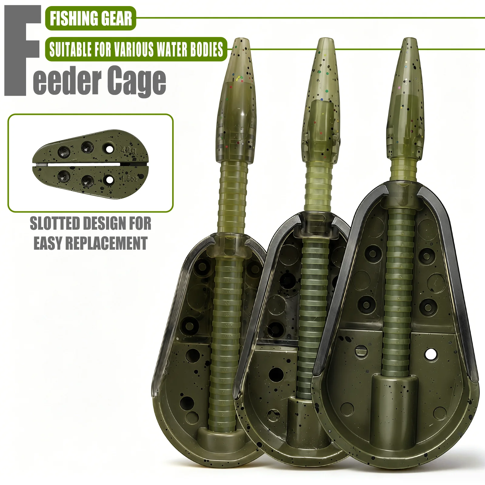3 Styles Zinc Alloy Heavy Feeder Baskets, Metal Bait Cages for Long-Distance Casting, Carp & Reservoir Fishing Tackle