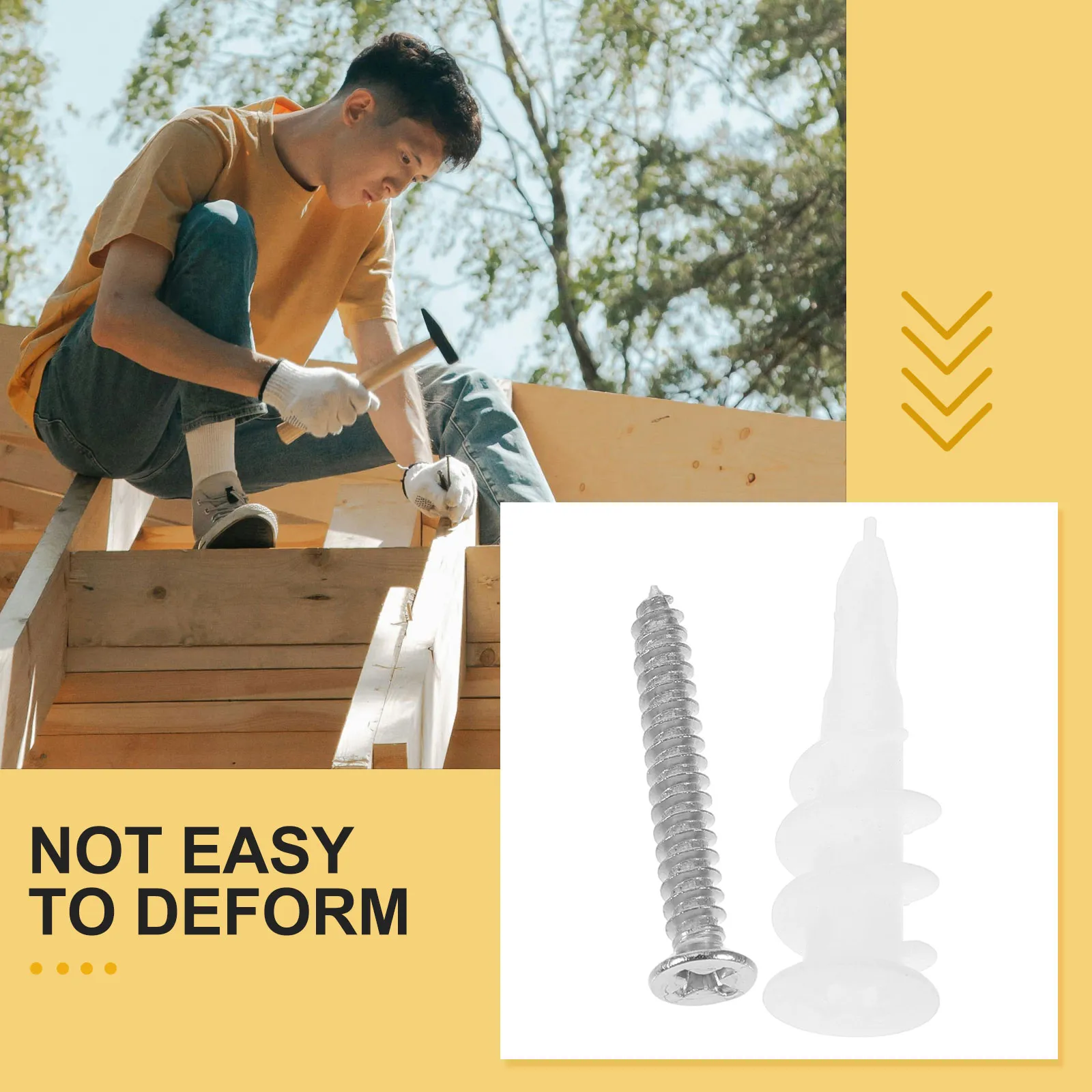 50Sets Expansion Tube with Screw Stainless Steel Drywall Anchors and Screws Heavy Duty Wall Anchors for Concrete Plaster