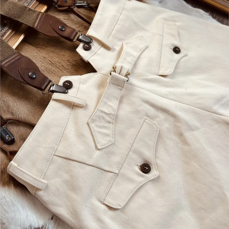 Amekaji Wear 레트로 하이 웨이스트 스트레이트 카고 바지 퓨어 코튼 원단