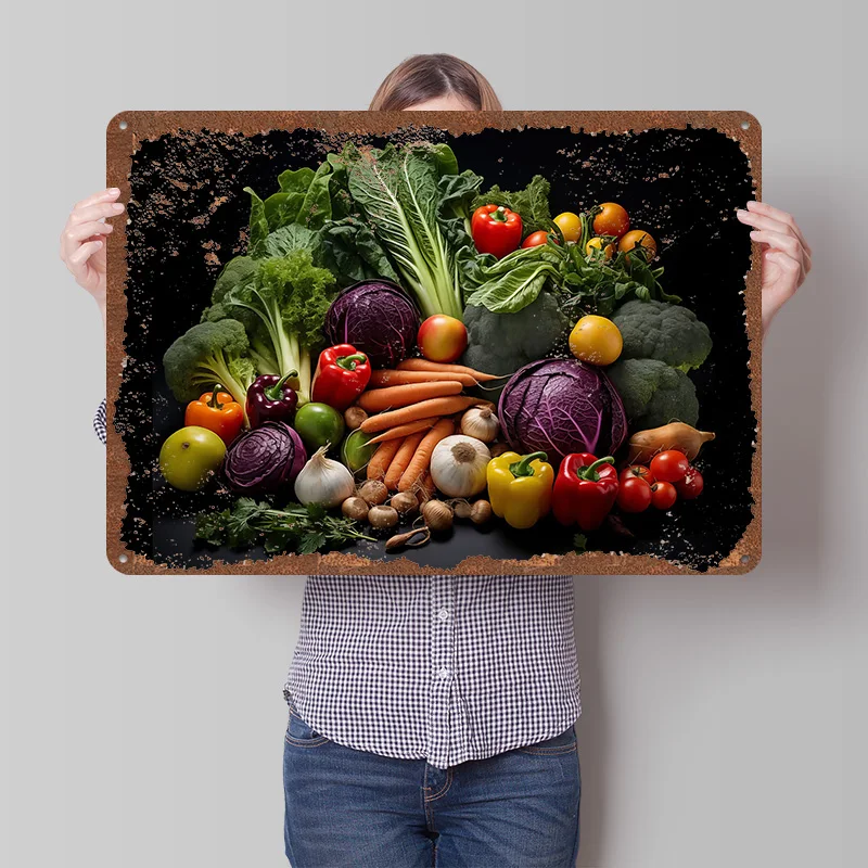 A Bounty of Colors Veggies Poster Customized Wall Art Vintage Metal Signs Retro Tin Plaque for Man Cave Desk Decor Coffee Bar