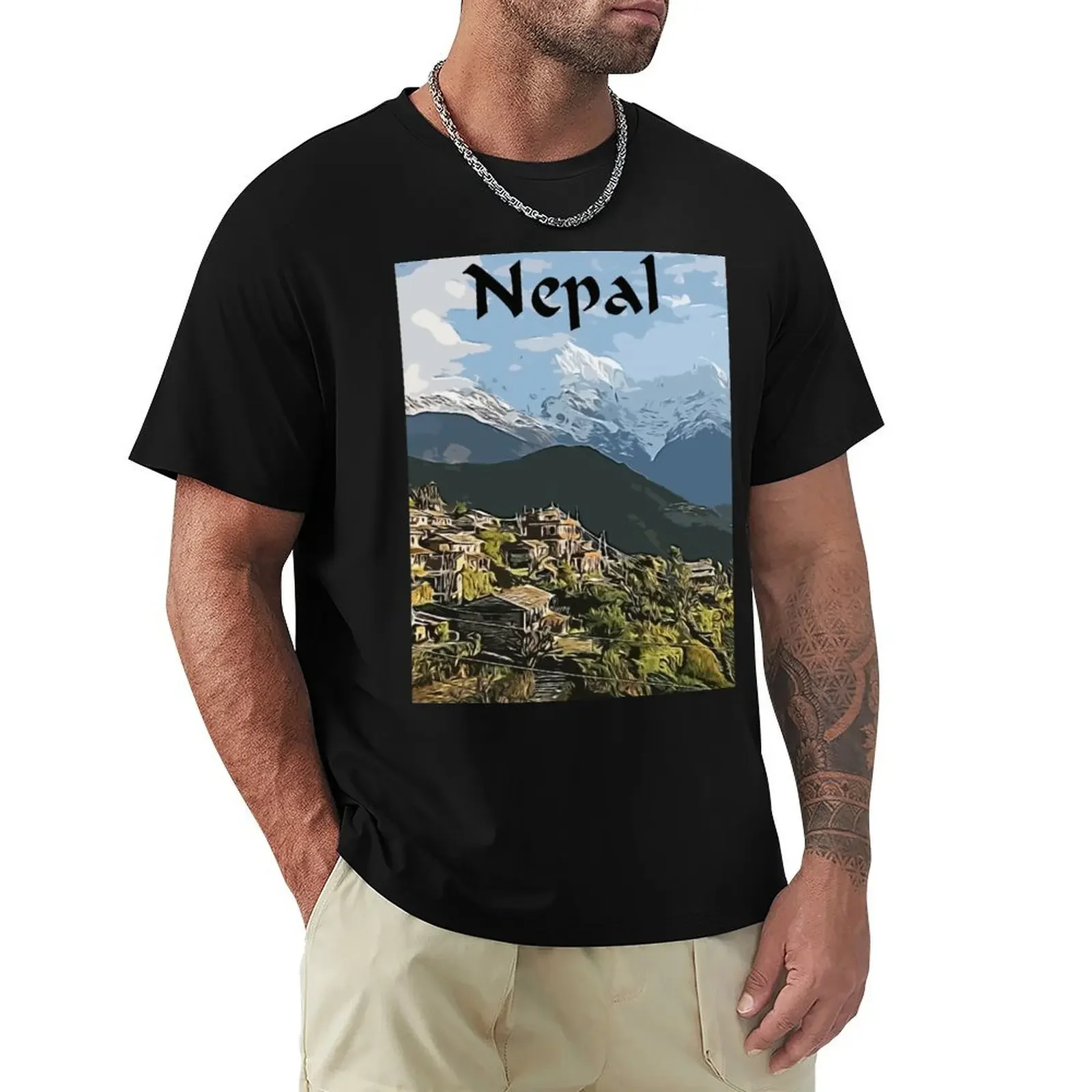 Nepal Travel Vector T-Shirt sublime rapper graphic tees mens big and tall t shirts