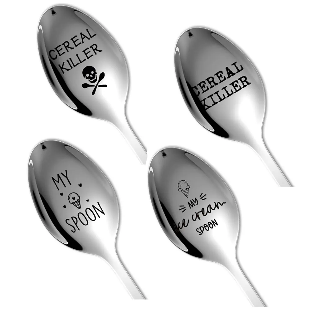 Cereal Killer Stainless Steel Spoon Funny Weapon of Choice Boyfriend Teenager Unique Birthday Gift Lettering Custom