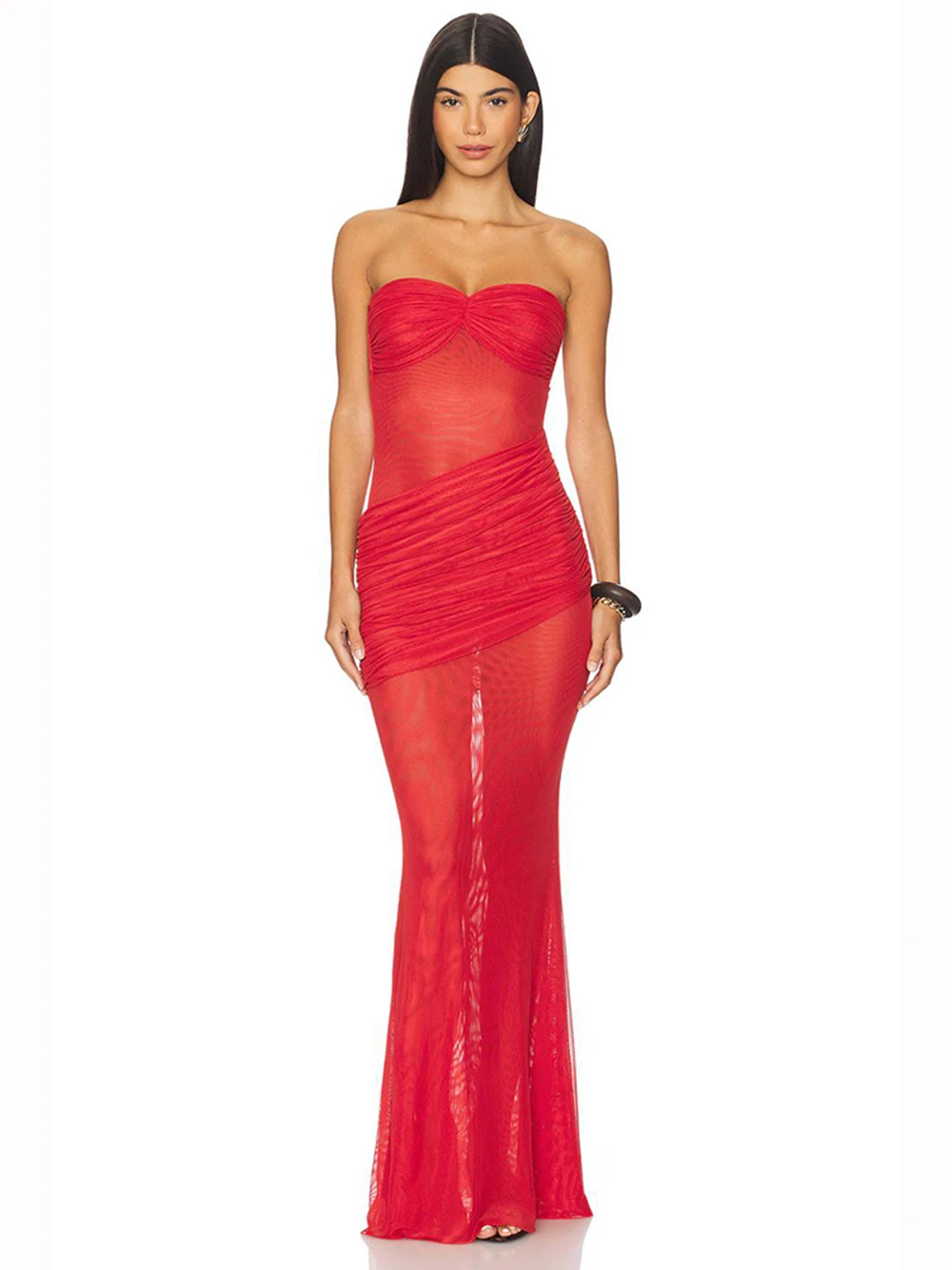 فستان ماكسي أنيق بدون حمالات شبكي مرقع أنيق بدون أكمام بدون ظهر للإجازات رداء طويل 2025 فساتين حفلات الشاطئ النسائية الجديدة