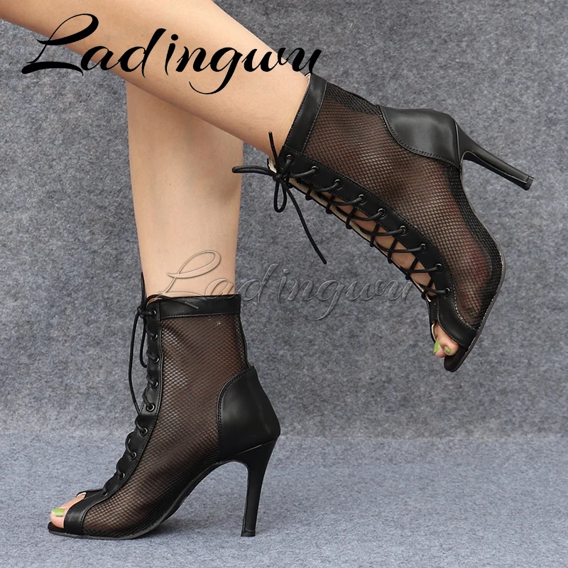 Ladingwu New Latin Dance Boots Salsa Tango Dance Shoes For Ladies Indoor Sports Dance Shoes Professional Ballroom Dance Shoes