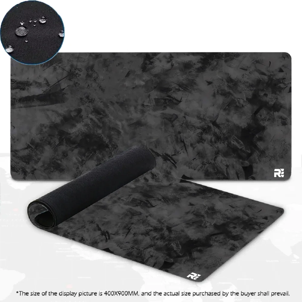 Mouse pad impermeável 400x900x4mm: tecido resistente a manchas cinza carvão e base antiderrapante para configuração de escritório/jogos