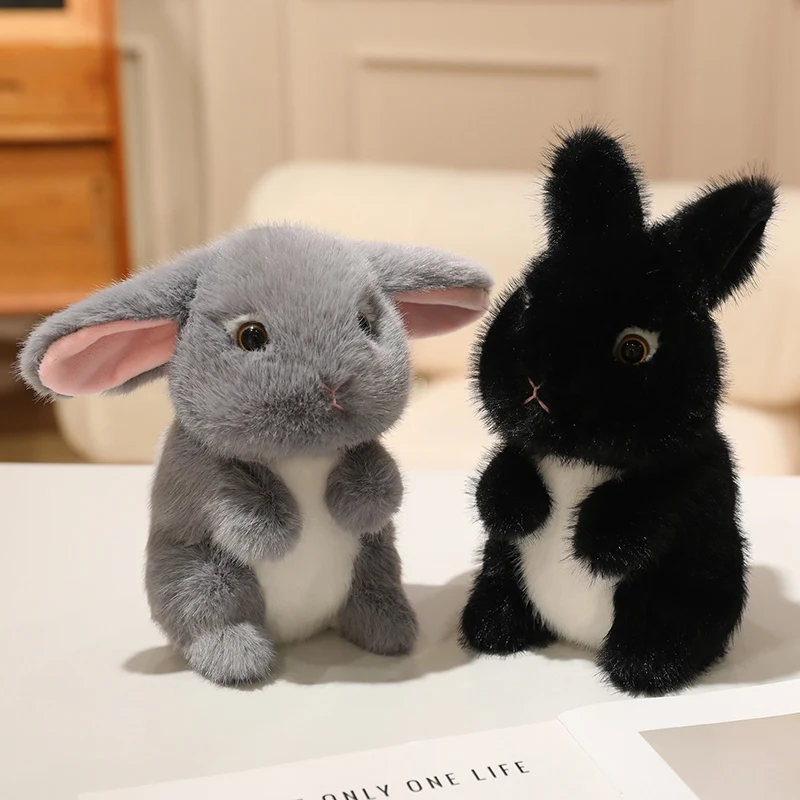 Cute Fluffy Rabbit Plush Toy Multicolor Simulated Bunny Stuffed Doll Soft Animal Plushie Kawaii Home Decor Novelty Birthday Gift