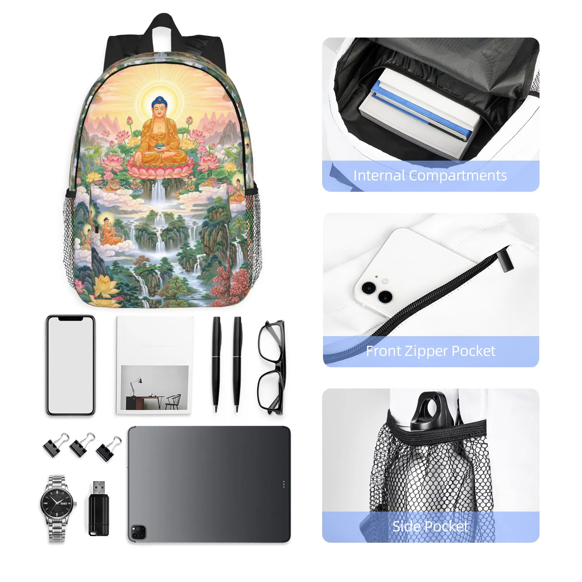 Tantric Buddhist Deity Buddhism God Buddha Backpack Hot Sale Daypack Boys Girls BookBag Shoulder Bags for Men Women School Bag