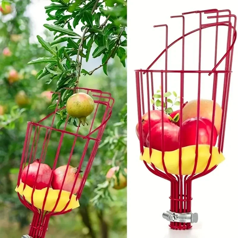 1PCS Metal Fruit Picker Tool with Cushion, Detachable High-Altitude Orchard Gardening Equipment, Steel Claw Apple Pear Harvestin