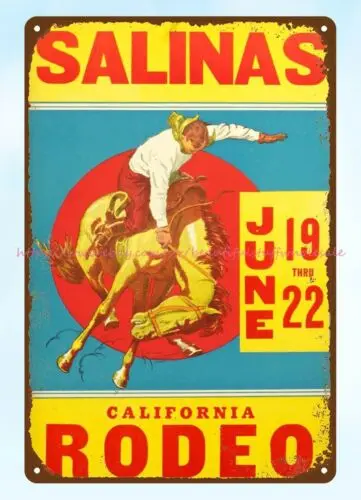 inspirational wall decor Salinas Rodeo 1930 cowboy metal tin sign