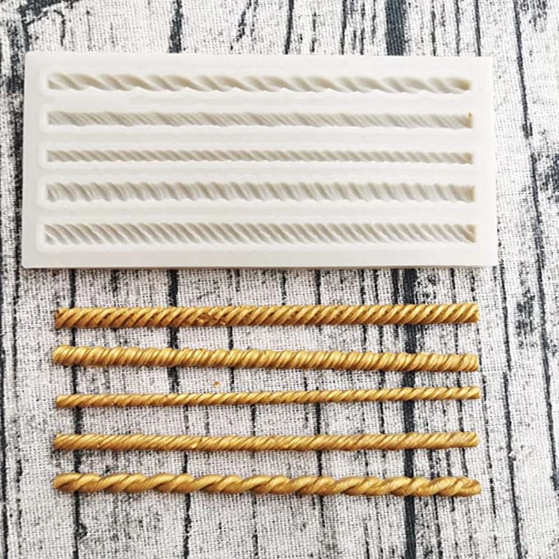 Long Strip Lace Cake Decorating Tools Kitchen Baking Mould Braided Twist Rope Fondant Mold Pie Crust Impression Silicone Mat