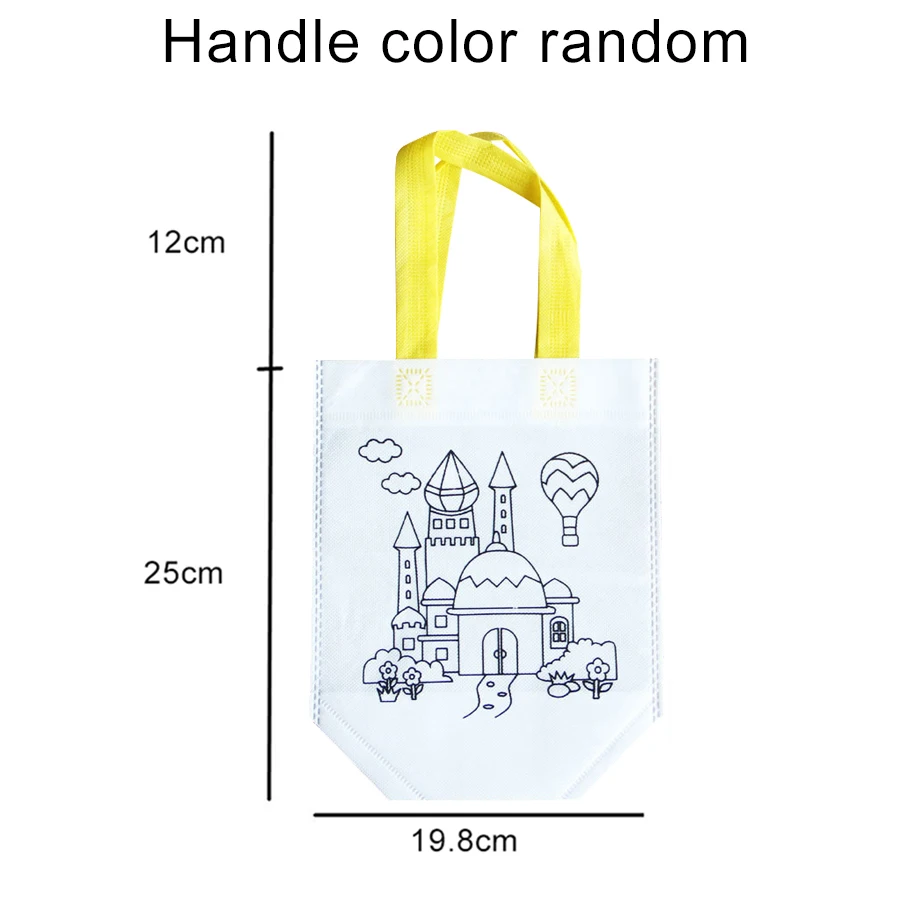 20Pcs DIY Coloring Bags with Markers Carnival Art Party Goodie Bags for Kids Eco Mini Non-Woven Fabric Shopping Storage Bags