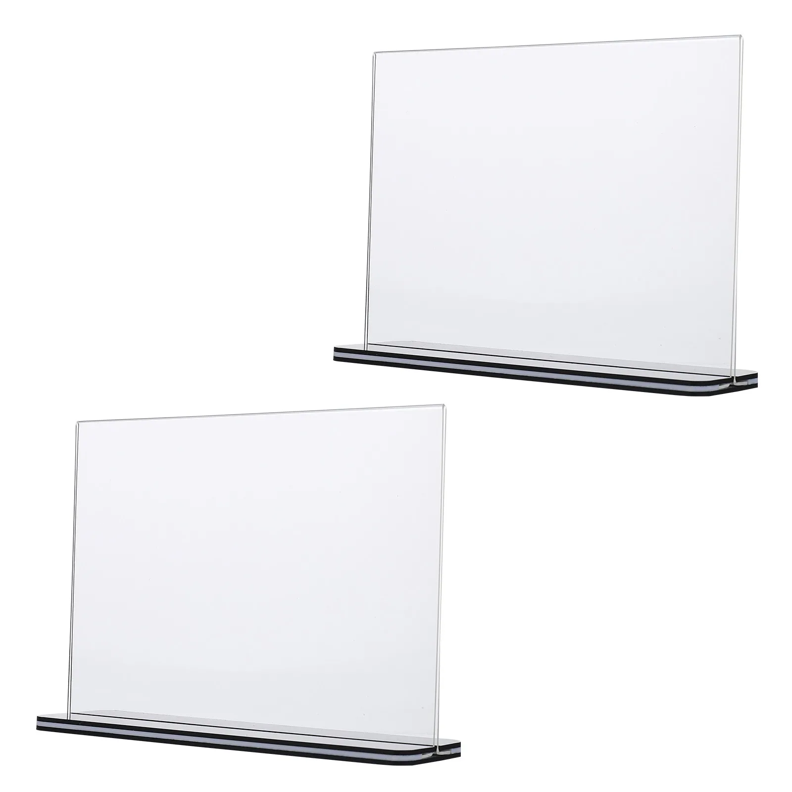 2個セット-t型アクリルディスプレイスタンド-テーブルトップ広告サインホルダー-価格札-メニュー-ネームカード-写真-フライヤー-デスクトップ小売用