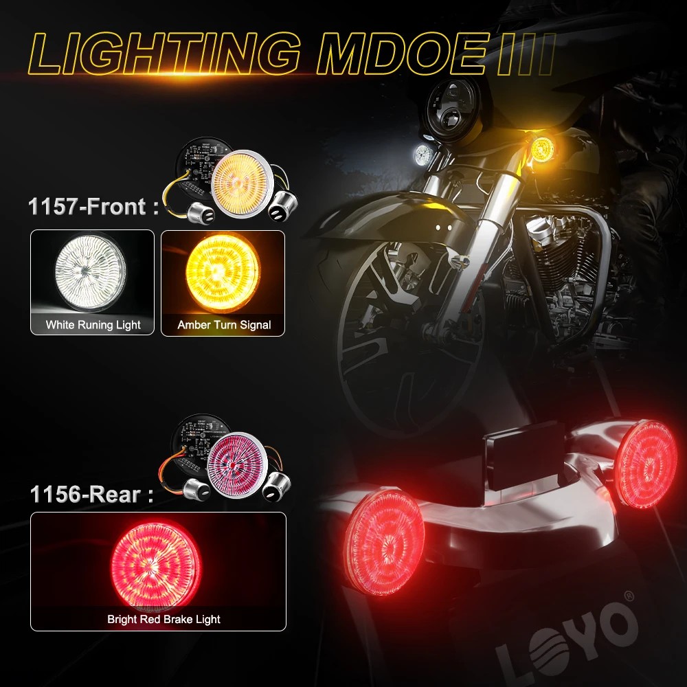 1157 Front LED Turn Signal 2 inch 1156 Rear Red Indicator Light Bullet Lamp for Harley Sportster Touring Electra Glide CVO Moto