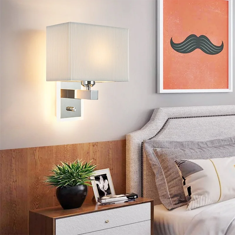 Imagem -04 - Clássico American Fabric Square Wall Lamp Chinês Led Bedroom Bedside Rural Retro Wall Lamp Home Corredor Lâmpada