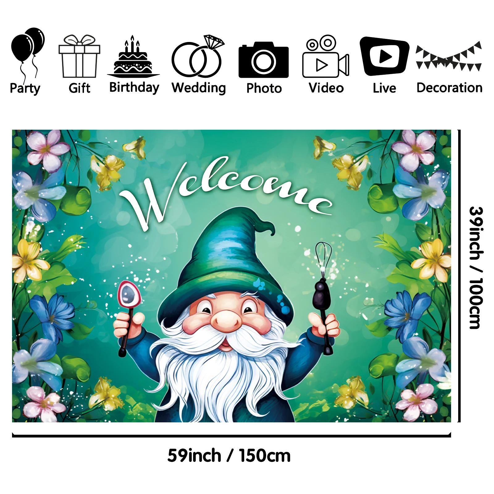 1PCS 100x150cm Spring(7) Theme Backdrop,Photography Background,Used To Gifts,Activities Or Other Party Decoration