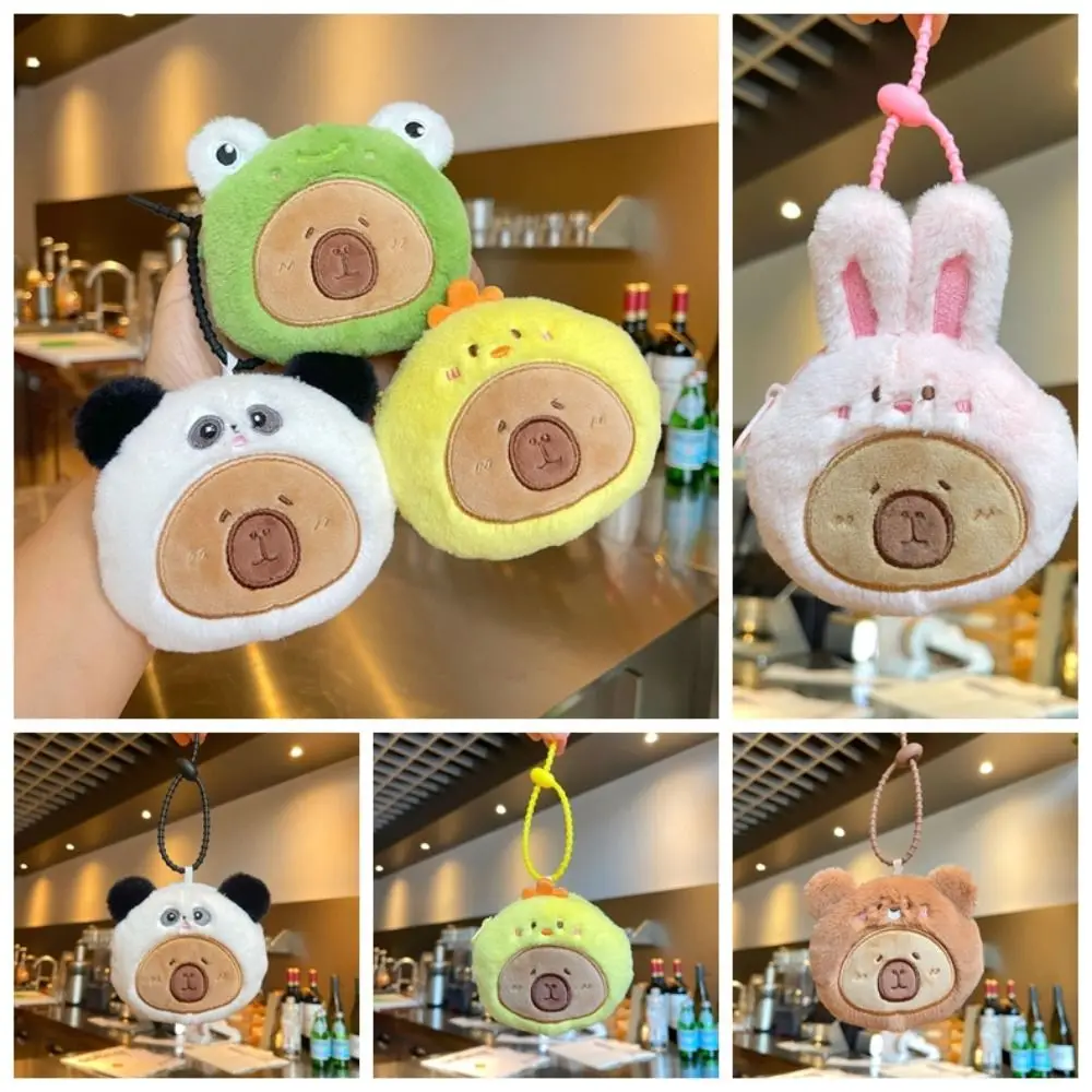 Rabbit Capybala Plush Coin Purse Panda Bag Hanging Little Bear Plush Doll Keyring Cartoon Fluffy Frog Plush Pendant