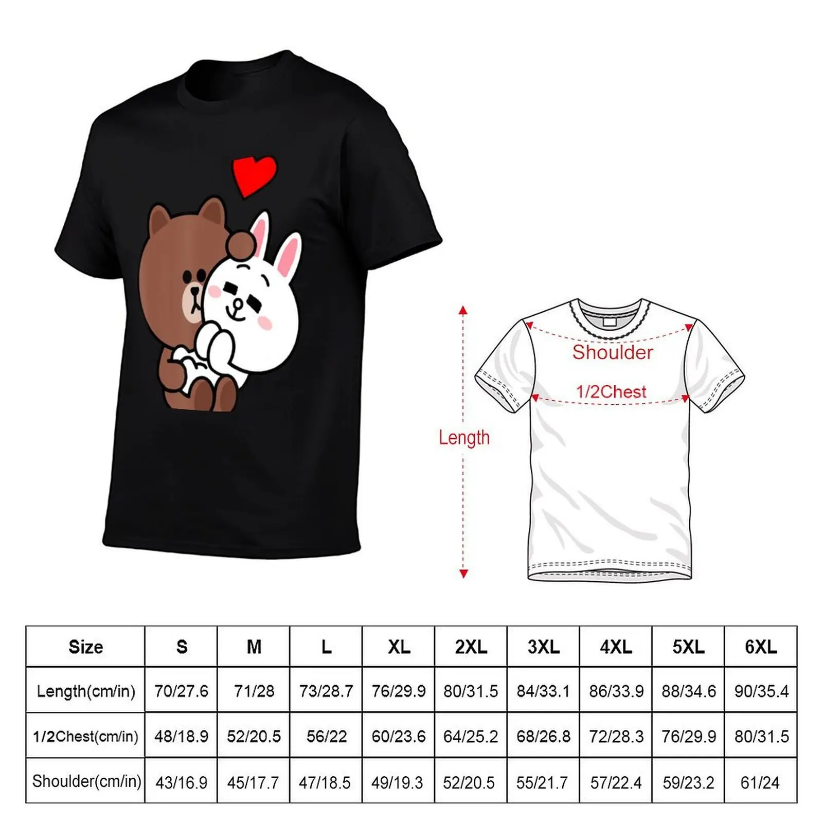 Cute Brown Bear Cony Rabbit Me Tenderly Romantic T-Shirt t shirts cotton 100% man t shirts cotton T-Shirt