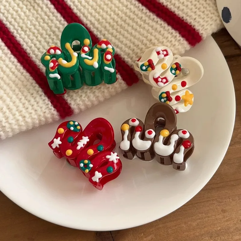 

Christmas Hair Clips Colorful Wave Small Xmas Hair Claws Barrettes Hair Accessories Cake Shape Hairpins Kids HairAccessories