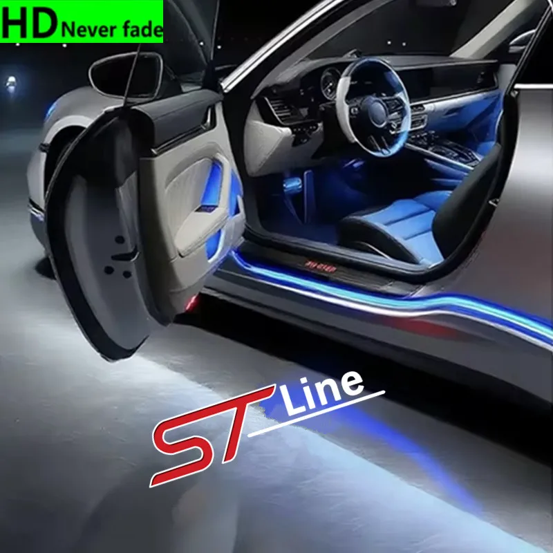 2PCS For Ford ST LINE Fiesta EcoSport Escort mk3 mk4 mk5 mk7 focus Logo Led Car Door Welcome Lights Laser Projector Decor Lamps