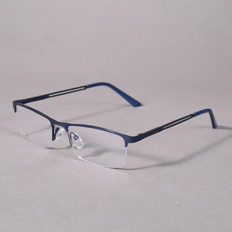 Herren-Lesebrille mit halbem Rahmen, modisch, quadratisch, Business-Rezeptbrille, blaues Licht blockiert + 125 + 175 + 225 + 275 – Detail 14