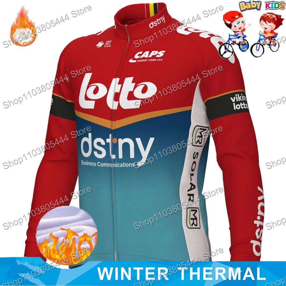 2024 Kids Lotto Dstny Belgian Champion Cycling Jersey Boy Winter Long Sleeve Clothing Children Bike Shirt Top Bicycle Jacket MTB