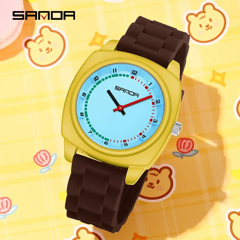 SANDA 여성 시계 패션 심플 러블리 디지털 쿼츠 시계 캐주얼 젤리 멀티컬러 실리콘 유니섹스 시계 학생 손목시계