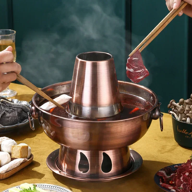 Chinese Charcoal Hot Pot Outdoor Mutton Boiled Carbon Chafing Dish for Household Commercial Cooking Pots Traditional Design