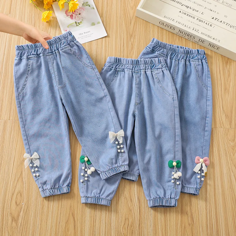 Summer New Baby Girls Boys Anti Mosquito Pants Denim Jean Children\'s Air Conditioning Pants Baby Harem Pants Casual Trousers