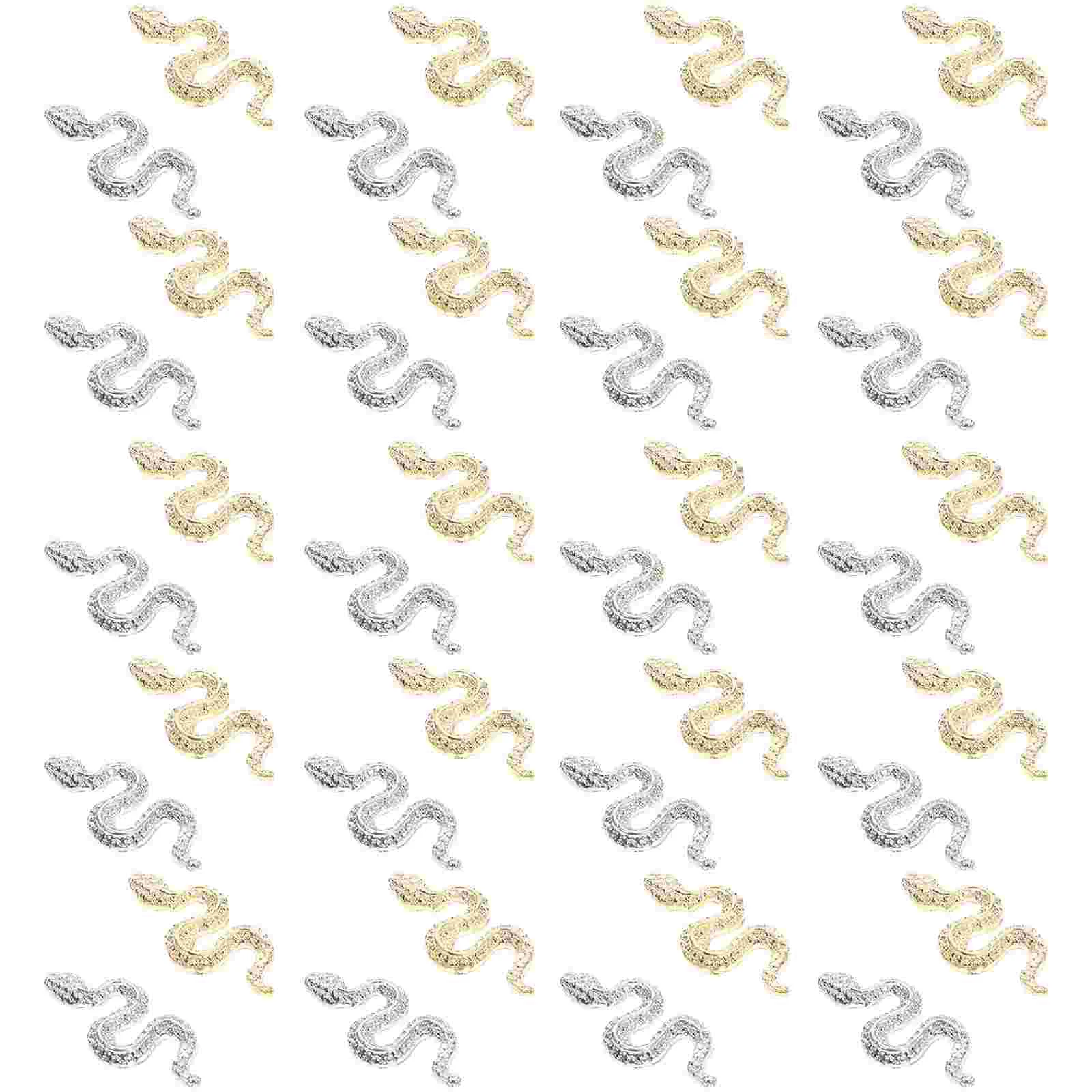 

40 Pcs Little Snake Nail Jewelry 3d Charms Zodiac Decorations for Nails Acrylic Gold Rhinestones