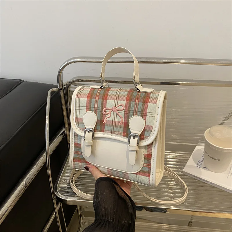 Casual Versatile Plaid, Women's Backpack, Fashionable New Travel Backpack, Commuting Contrasting Mini Handbag