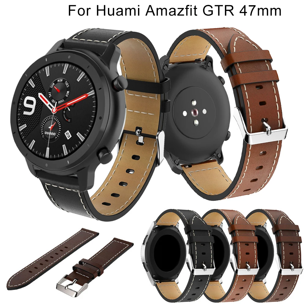 22mm business sport Leather wristband Strap for Samsung Gear S3 bracelet for huami amazfit GTR 47mm bracelet replace accessories