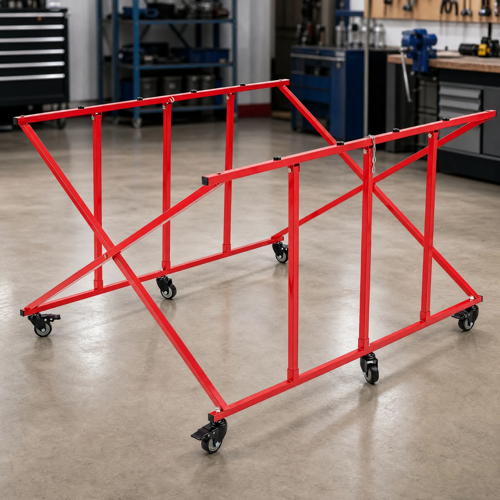 Folding Pickup-Truck Bed Dolly Sturdy Foldable Auto Parts Mover Cart Space-Saving for DIY Mechanics, Automotive Repair, Workshop
