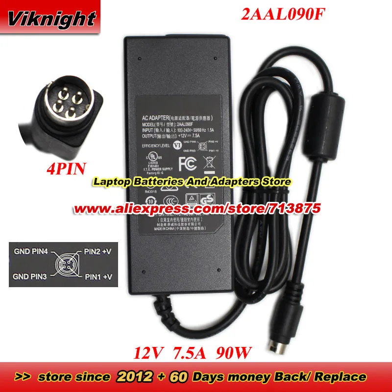 2AAL090F AC Adapter CAM090121 12V 7.5A 90W for Synology DS416 DS415PLAY DS218 DS718 DS418 DS411 DS409 DS420J with 4 Pin