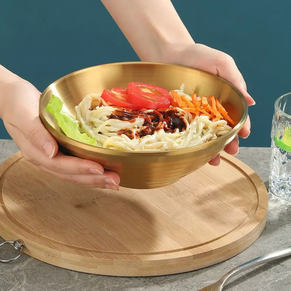 

Japanese Style 304 Stainless Steel Bowl Heat Insulated Anti Fall Ramen Bowl Durable Double Layer Rice Bowl Japanese Cuisine